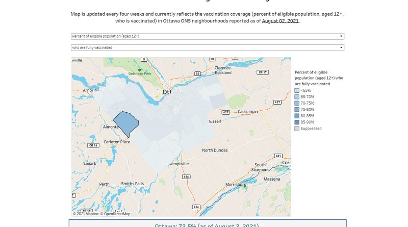A screegrab of the Ottawa Community Neighbourhood map study.