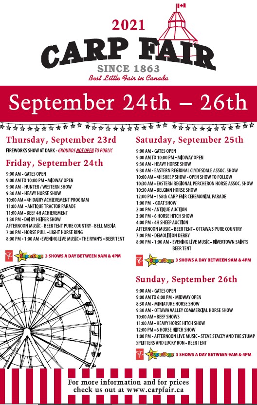 The Carp Fair schedule