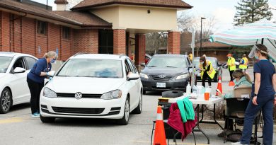 A photo of the WCFHT drive-through vaccine clinic.