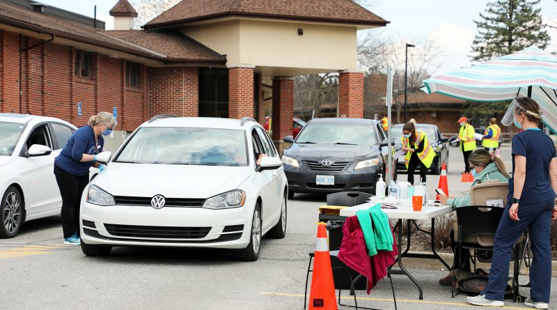 A photo of the WCFHT drive-through vaccine clinic.