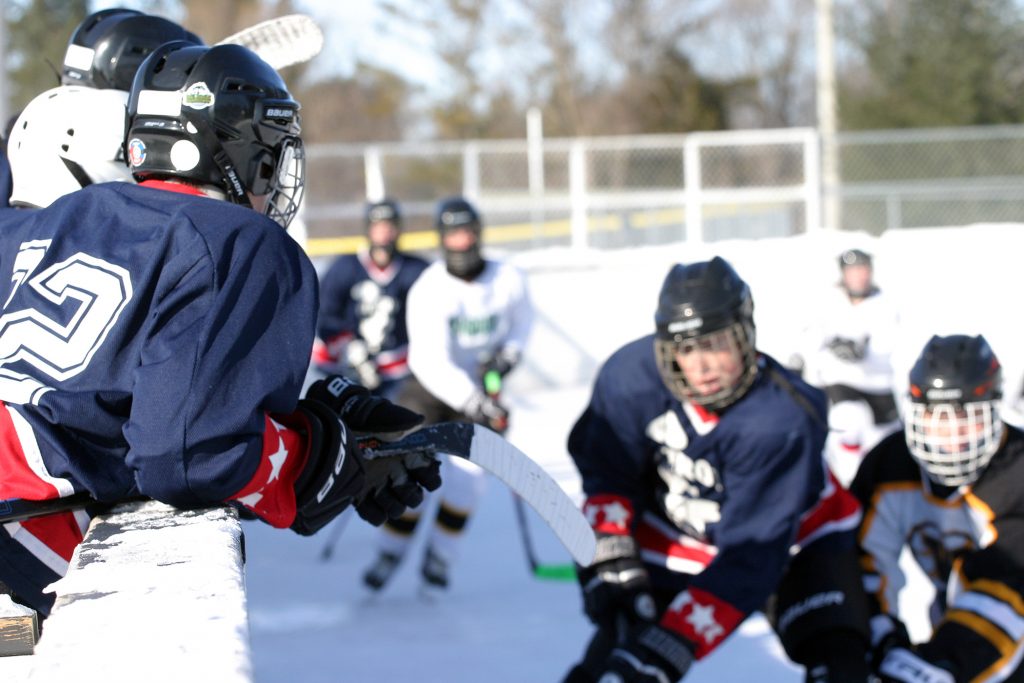 A photo of players playing during a WCOHL game in Fitzroy Harbour.