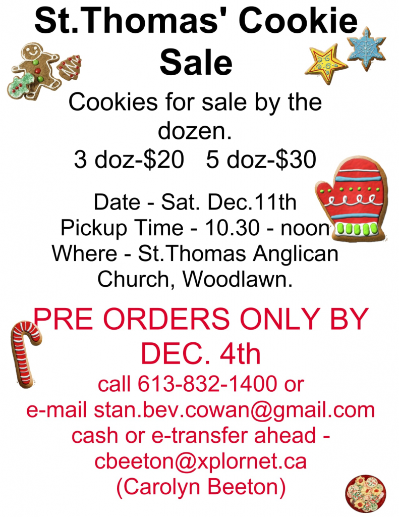 St. Thomas cookie sale poster.
