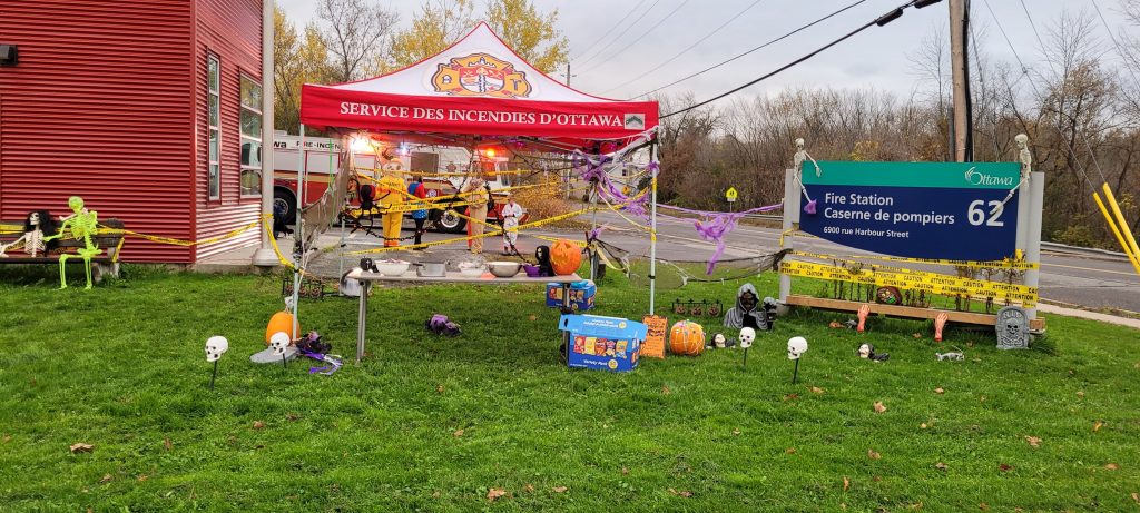 A Hallowe'en display at the Fitzroy Harbour fire station.