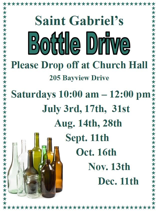 A poster for St. Gabriel's bottle drive.