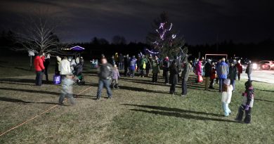 A photo of a large group at the tree lighting.