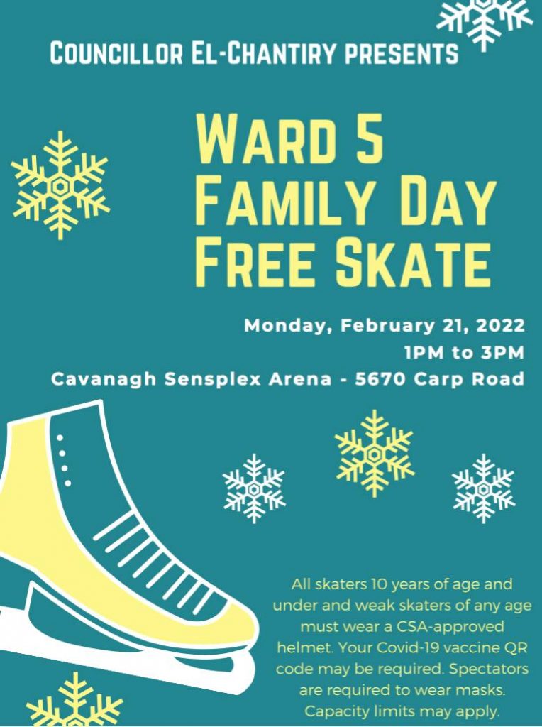 A poster for the Family Day Free Skate.