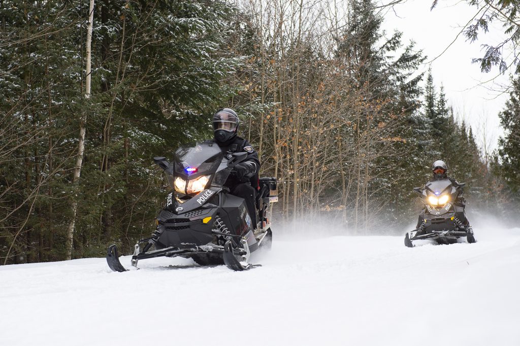 Photo of snowmobiles.