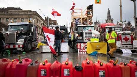 A photo of gas cans at the Ottawa protest.