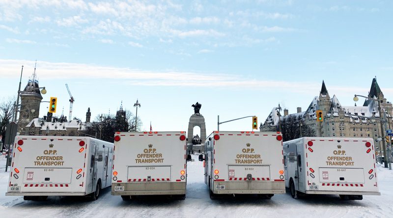 A photo of paddy wagons in Ottawa.