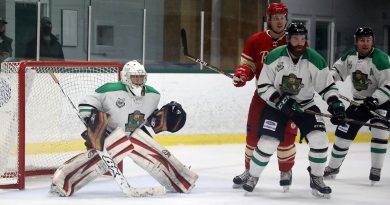 A photo of the Rivermen playing against the North Dundas Rockets.