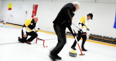 A photo of HCC team members curling.