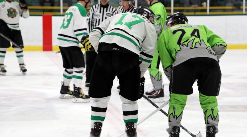 A photo of an opening faceoff.