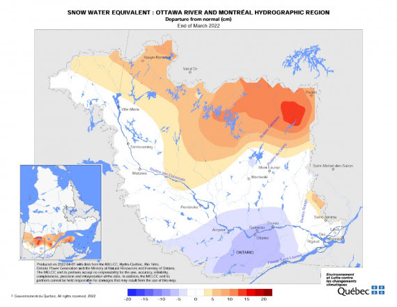 A map of snowpack measurements from March 2022. Courtesy the ORRPB