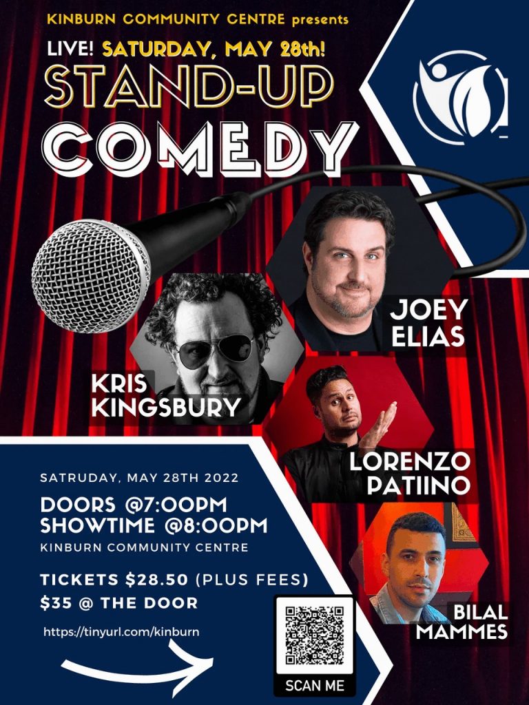 A poster for the Kinburn comedy night.