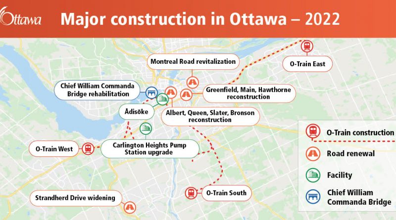 A map of Ottawa's construction projects.