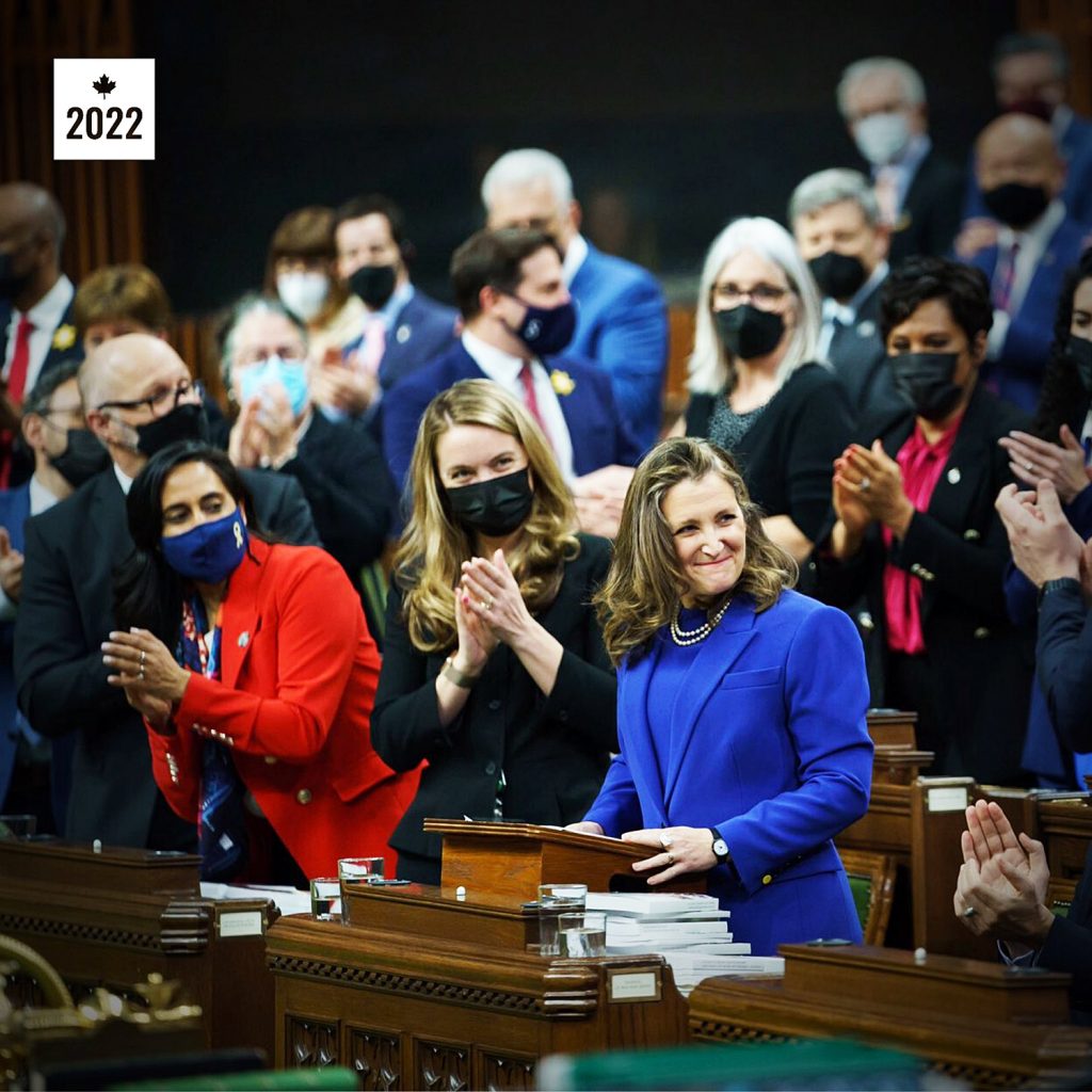 A photo from the reading of the 2022 budget in the House of Commons.