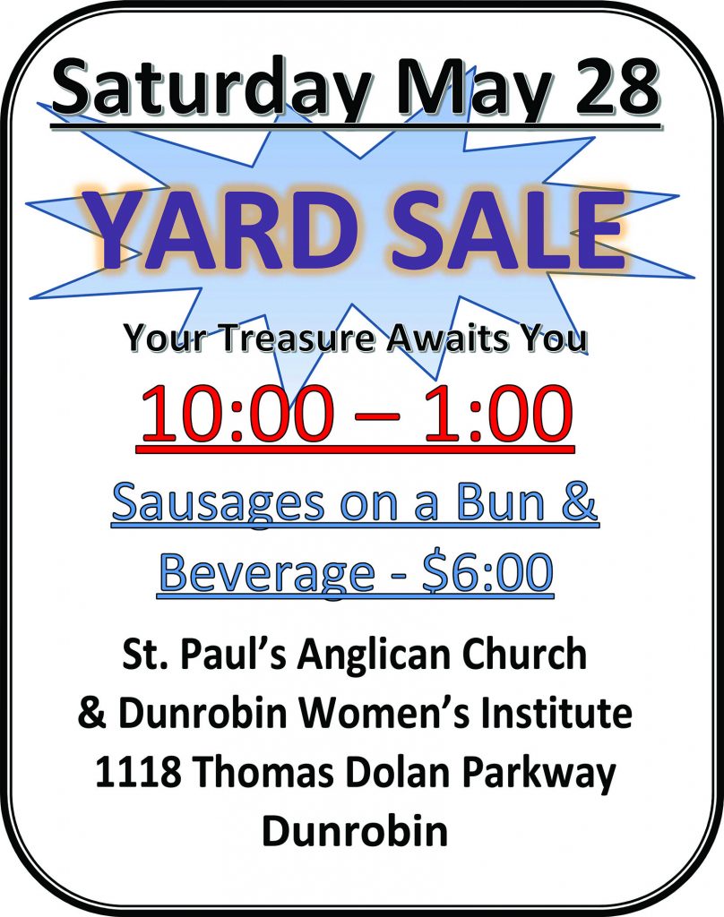 Flyer for St. Mary's Garage Sale.