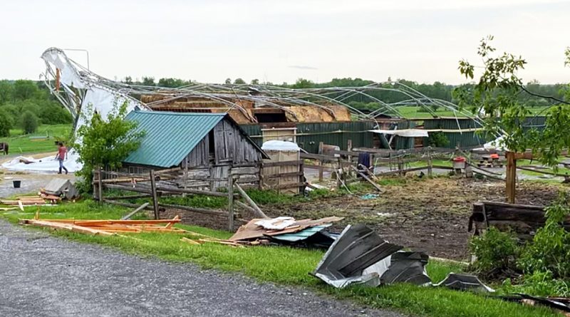 A photo of a destroyed farm.
