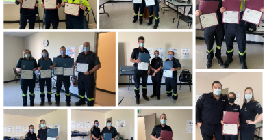 A photo collage of paramedics receiving their pins.