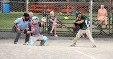 A photo of a batter stiking out.