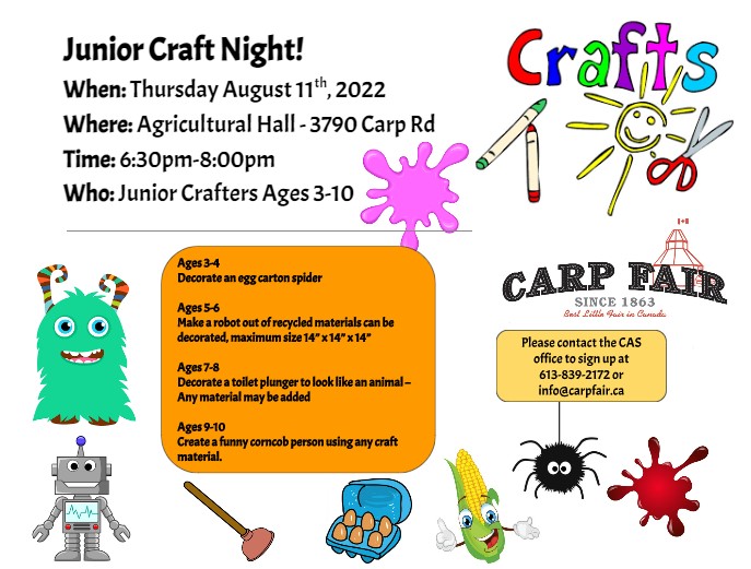A poster for Junior Craft Night.