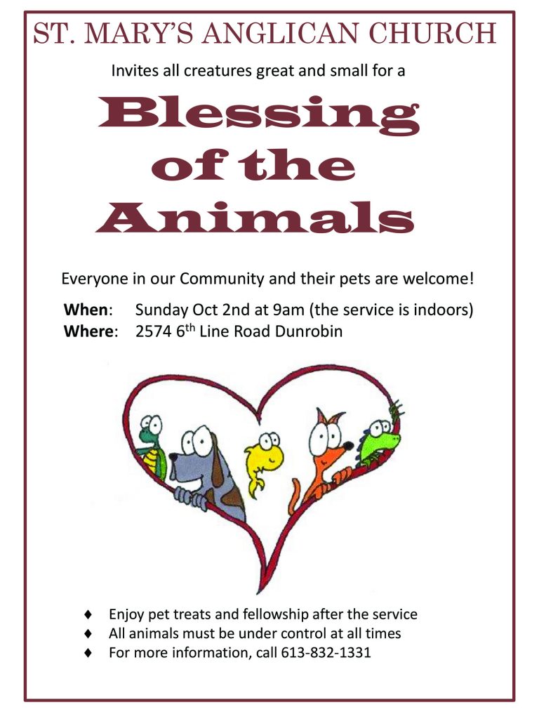 A poster of the blessing of the animals.