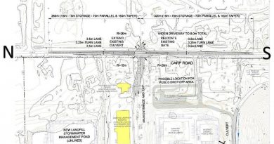 A map of the plan for the lane expansion to the waste fill on Carp Road.