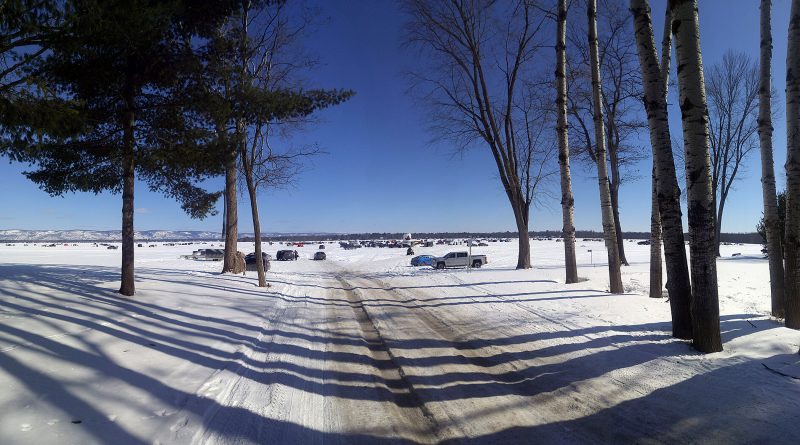 A photo of the frozen Ottawa River.