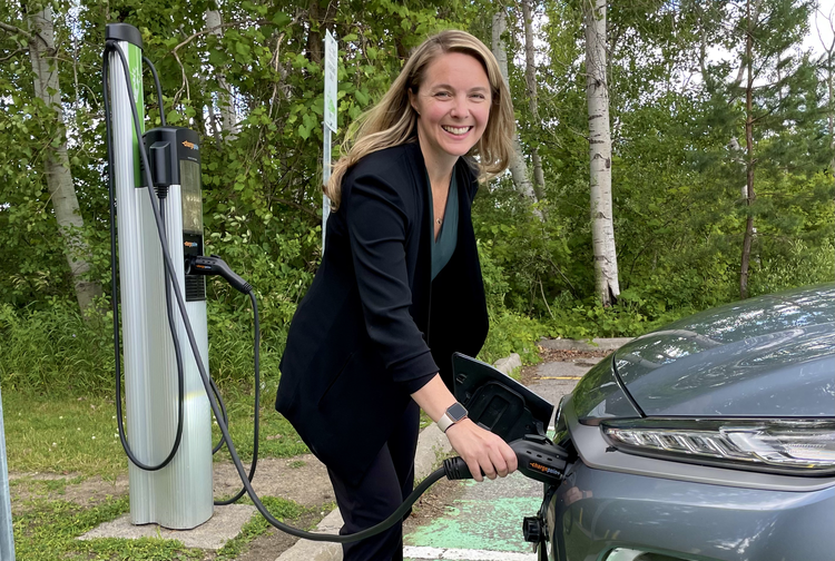MP Sudds plugs in her electric car.