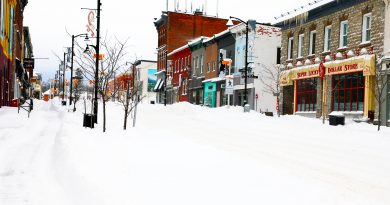 A photo of a snow-covered downtown Arnprior.