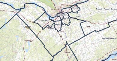 A photo of an electoral district boundary map.