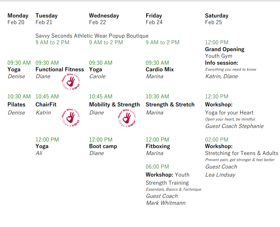 A schedule of activities.