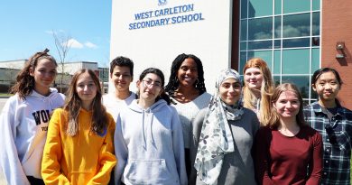 The WCSS Relay for Life committee includes, from left, Taelyn Lecuyer, Sasha Bailey, Hamza Arrouch, Ariana Vaezi, Jessica Ehoro, Janna Feifel, Rebecca Barwell, Paige Tolmie, Kelsie King and (missing from photo) Bridget Zaviske. Photo by Jake Davies