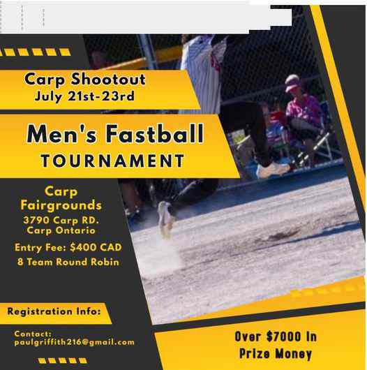 A poster for the Carp Shootout fastball tournament.