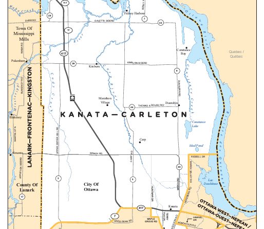 A map of Kanata-Carleton riding.
