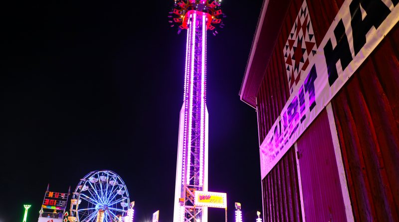A photo of the Carp Fair at night.