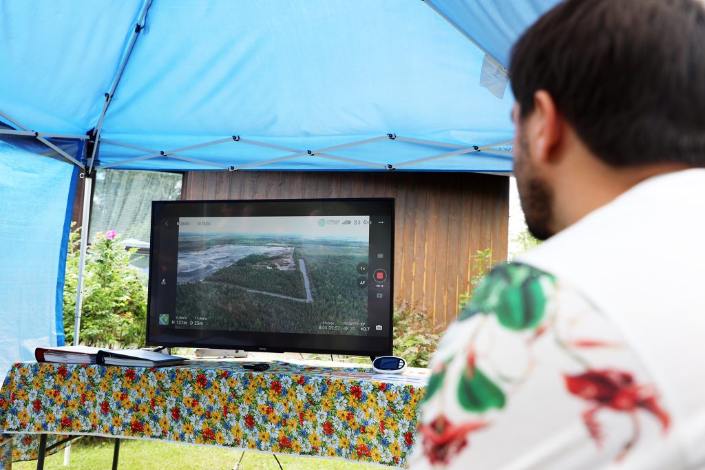 A man watches a TV.