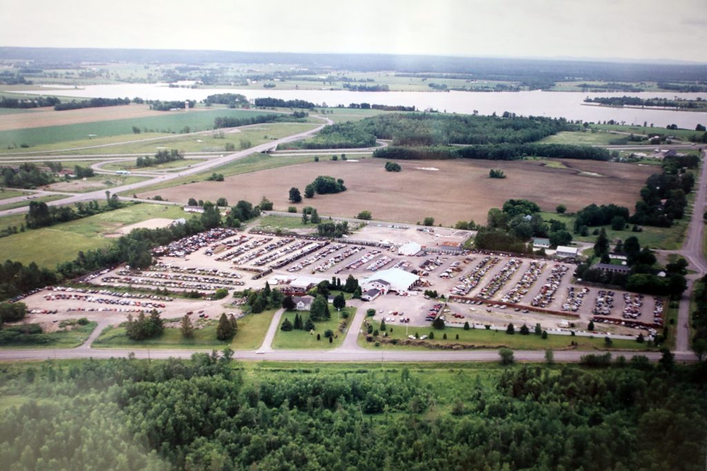 An aerial view of the auto parts shop.