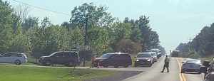 A long line up of cars on the Kinburn Side Road.