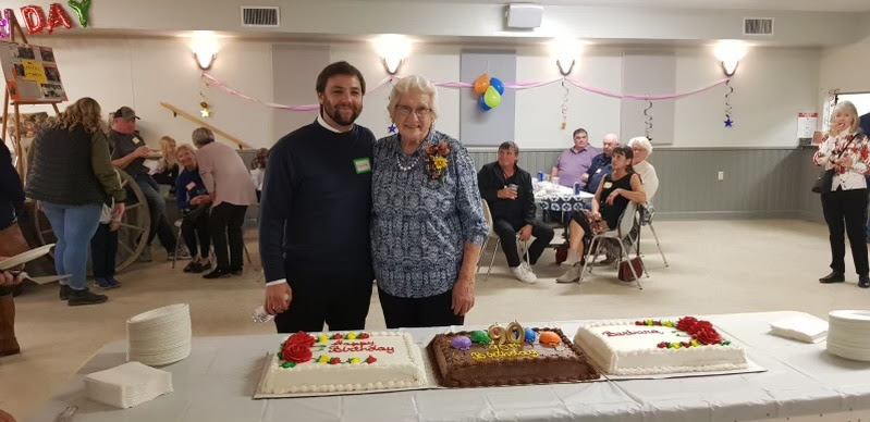 Coun. Clarke Kelly was sure to drop in to Barbara Vance's 90th birthday party. Courtesy Coun. Kelly