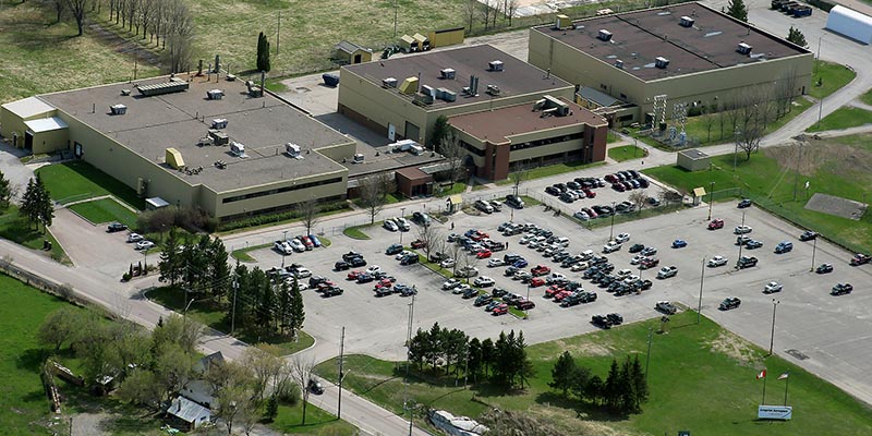 An aerial view of Arnprior Aerospace.