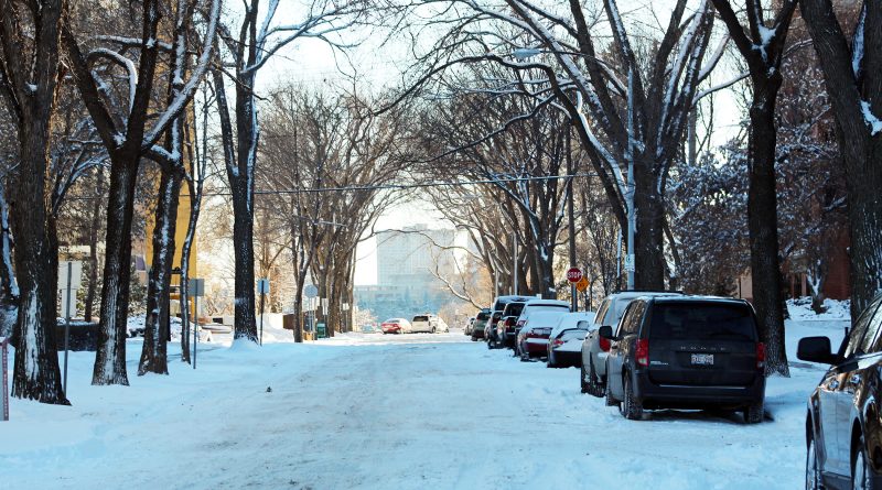 A photo of a chilly street in Edmonton.