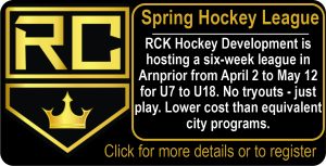 An ad for Renfrew County Kings Developmental Hockey spring season. Click the link for screen readable information.