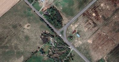 A satellite photo of the Dunrobin, Constance Bay intersection.