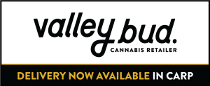 An ad for Valley Bud cannabis retail. Click the ad to be taken to a screen-reader friendly website.
