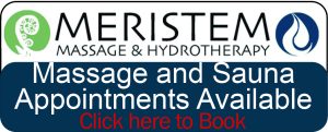 An ad for Meristem massage and hydrotherapy. Click the ad to book an appointment.