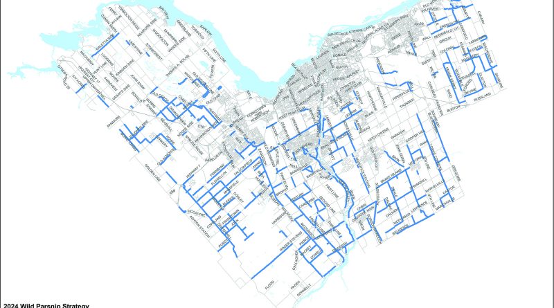 A map of roads being sprayed.