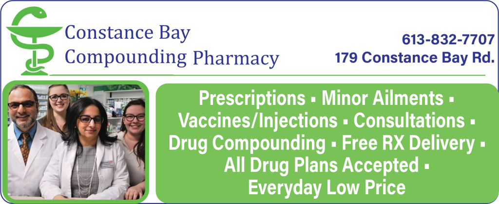 An ad for the Constance Bay Compounding Pharmacy. Click for a screenreadable version.
