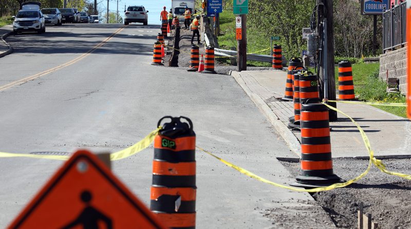 A photo of road construction work in Carp.