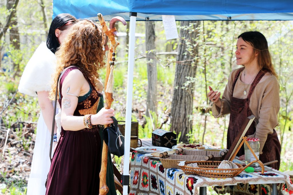 A vendor sells some baking.